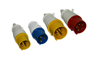 Range of plugs 110v 230v 415v 16a 32a 63a.